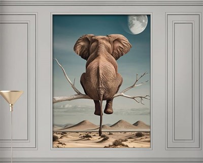 Beeld van olifant in boom behang