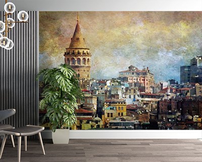 Vintage Istanbul-wandbehang met uitzicht
