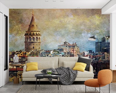 Vintage Istanbul-wandbehang met uitzicht