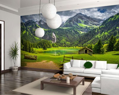 Groen landschap behang
