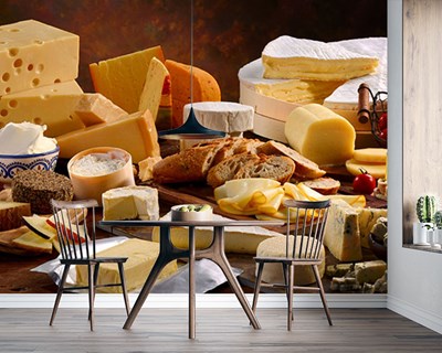 Kaasvariëteiten als thema op behang