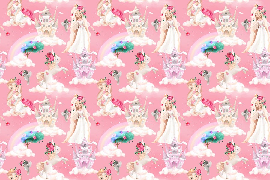 Unicorn en prinses thema behang 