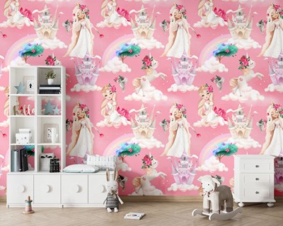 Unicorn en prinses thema behang 