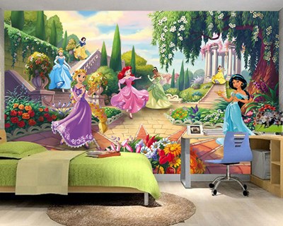 Bloemrijke tuin Disney prinsessen behang