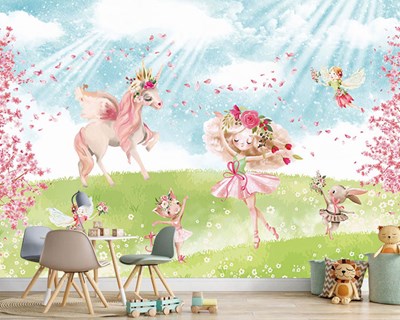 De mooie prinses en de dieren Behang 