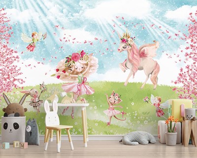 De mooie prinses en de dieren Behang 