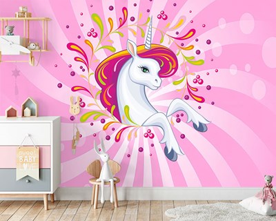 Unicorn-thema kinderkamerbehang 