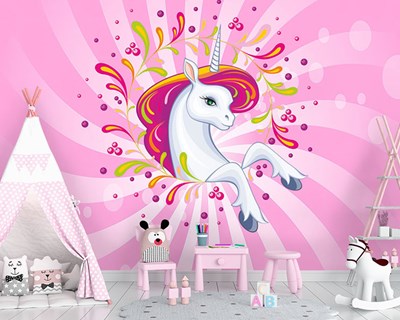 Unicorn-thema kinderkamerbehang 