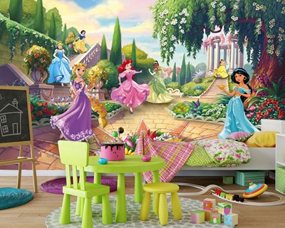 Bloemrijke tuin Disney prinsessen behang