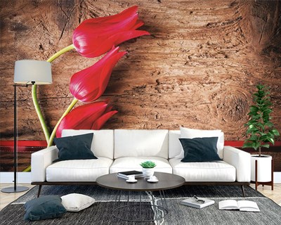 Rode tulp behang met afbeelding