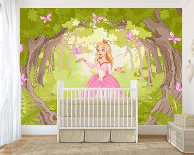 De mooie prinses en de vlinders behang 