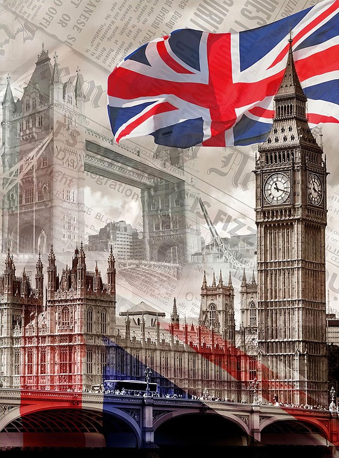 Engeland Toeristische Collage Behang
