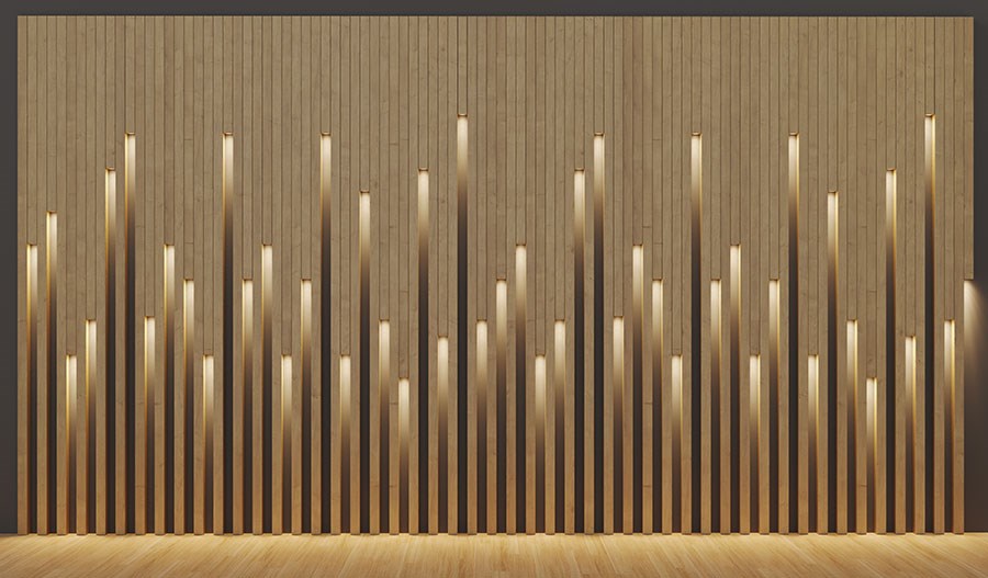 3D-verlicht paneel-look behang 