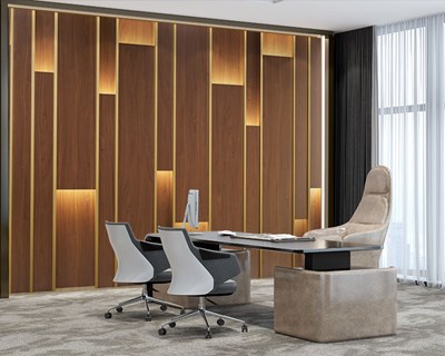3D Verlichte Houten Paneel Behang