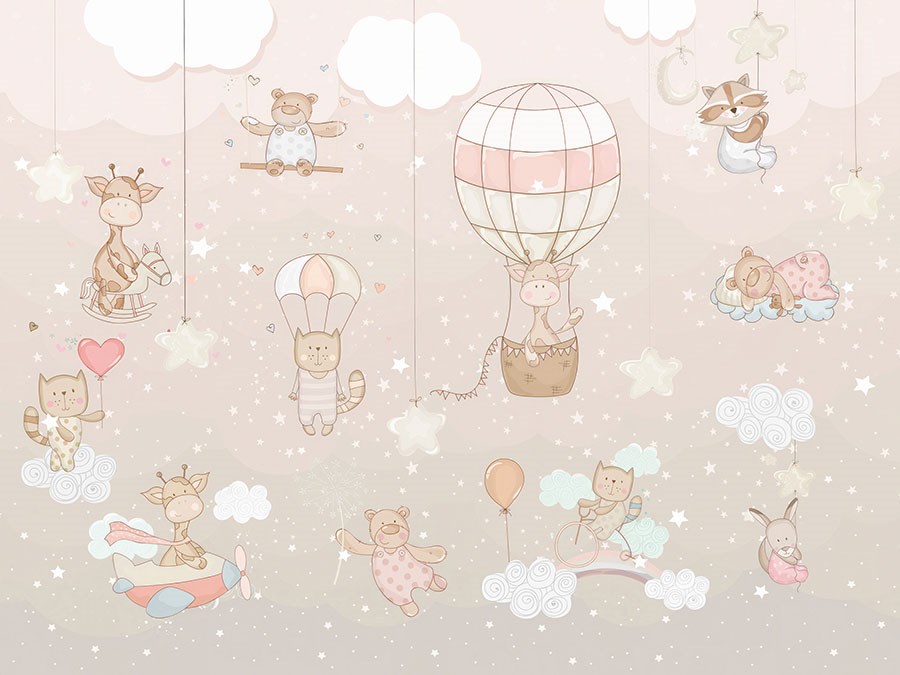 Schattige dieren babykamerbehang