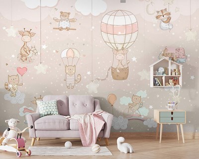 Schattige dieren babykamerbehang