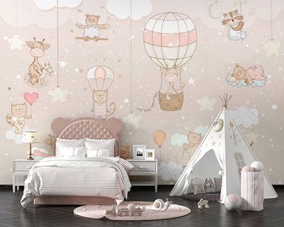 Schattige dieren babykamerbehang