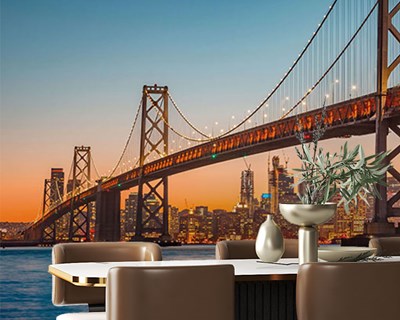 Behang met uitzicht op de Bay Bridge-brug