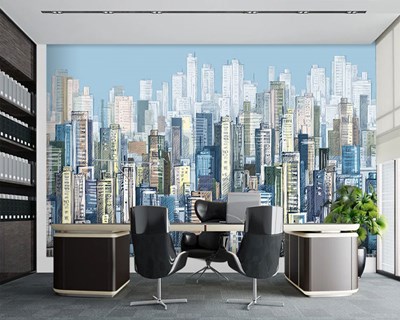 Moderne stadsillustratie behang