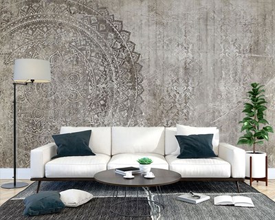 Cirkelvormige mandala-behang met afbeelding