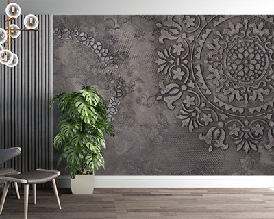 Cirkelvormig bloemmotief behang