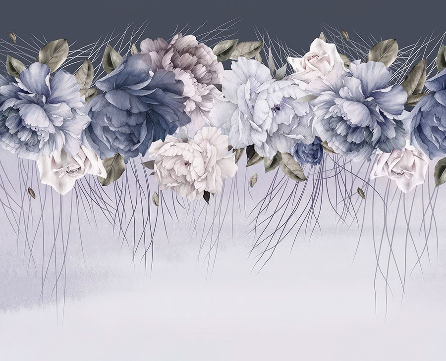 Waterverf Pioenrozen Behang