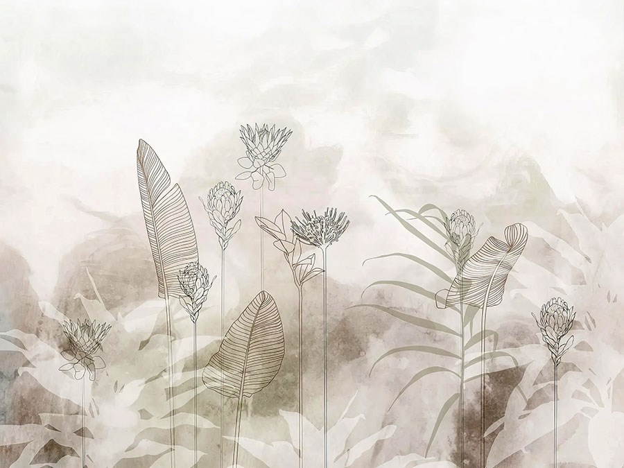 Moderne tropische plantenkunstbehang