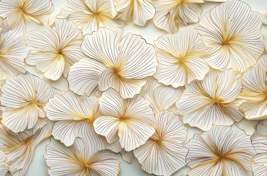 3D-effect gouden bloemenbehang