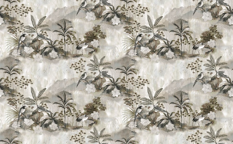 Vintage bloemenmotief behang