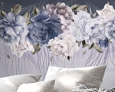 Waterverf Pioenrozen Behang