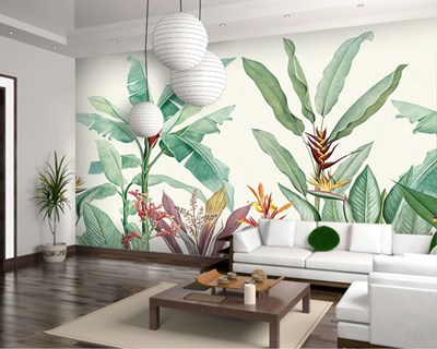 Groen tropisch bladmotief behang
