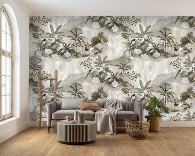 Vintage bloemenmotief behang