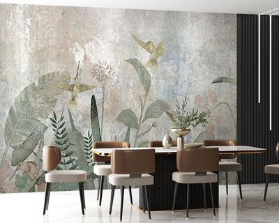 Vintage Vogel- en Bloementuin Behang