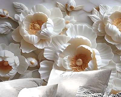 3D wit bloemenpatroon behang