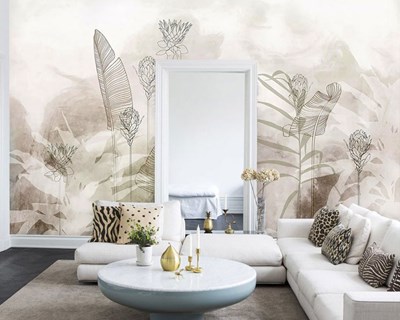 Moderne tropische plantenkunstbehang