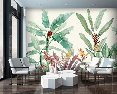 Groen tropisch bladmotief behang