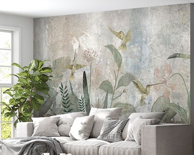 Vintage Vogel- en Bloementuin Behang