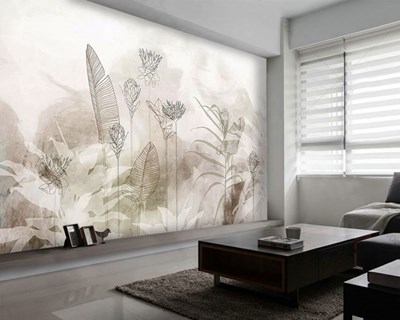 Moderne tropische plantenkunstbehang