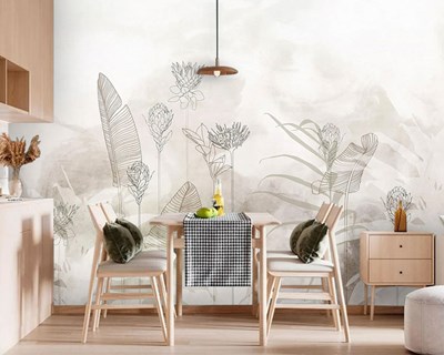 Abstracte bloemenkunst-achtig behang