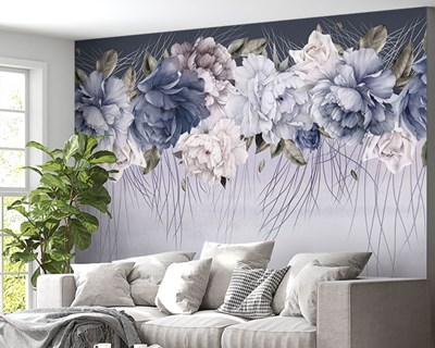 Waterverf Pioenrozen Behang