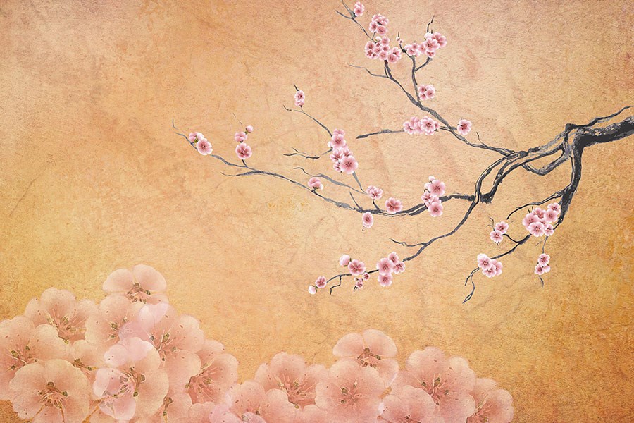 Japanse kersenbloesem-thema behang