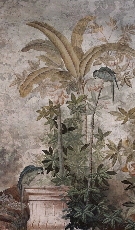 Tropische planten en papegaaienbehang