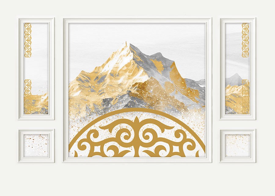 Abstract Goudgebergte Behang