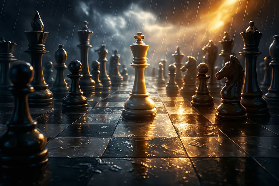 3D-schaakstukken-behang