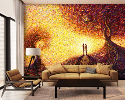 Kleurrijk abstract landschap behang