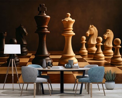 3D-schaakbord-look behang