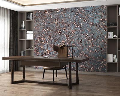 Koperkleurig golvend behang 