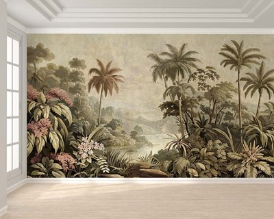 Vintage tropisch bos behang