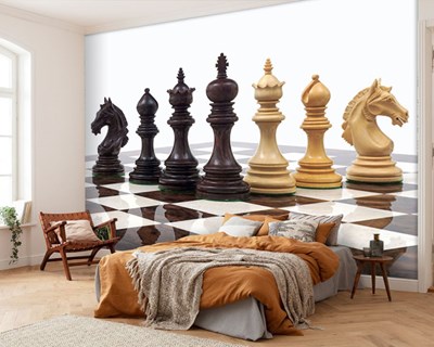 Schaakstukken-thema behang