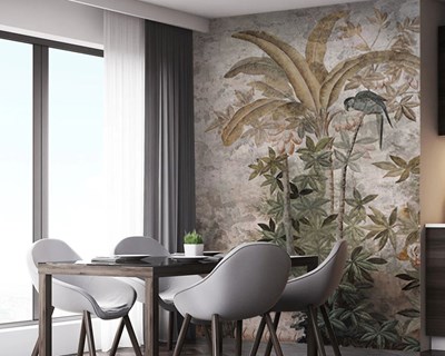 Tropische planten en papegaaienbehang